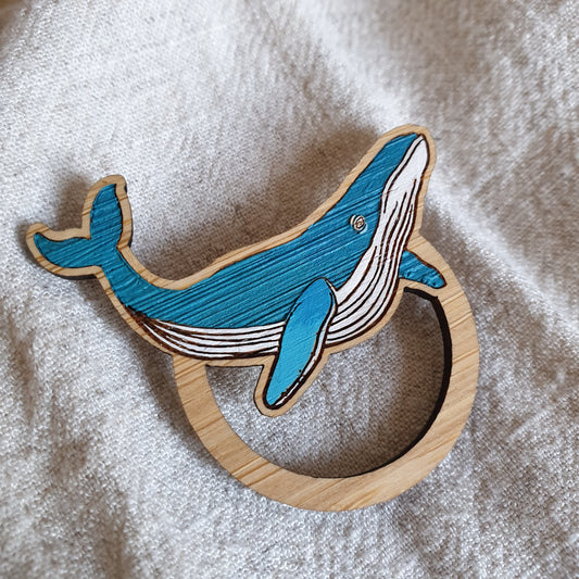 Hand Painted Humpback Whale Glasses Holder Brooch Pin Backing