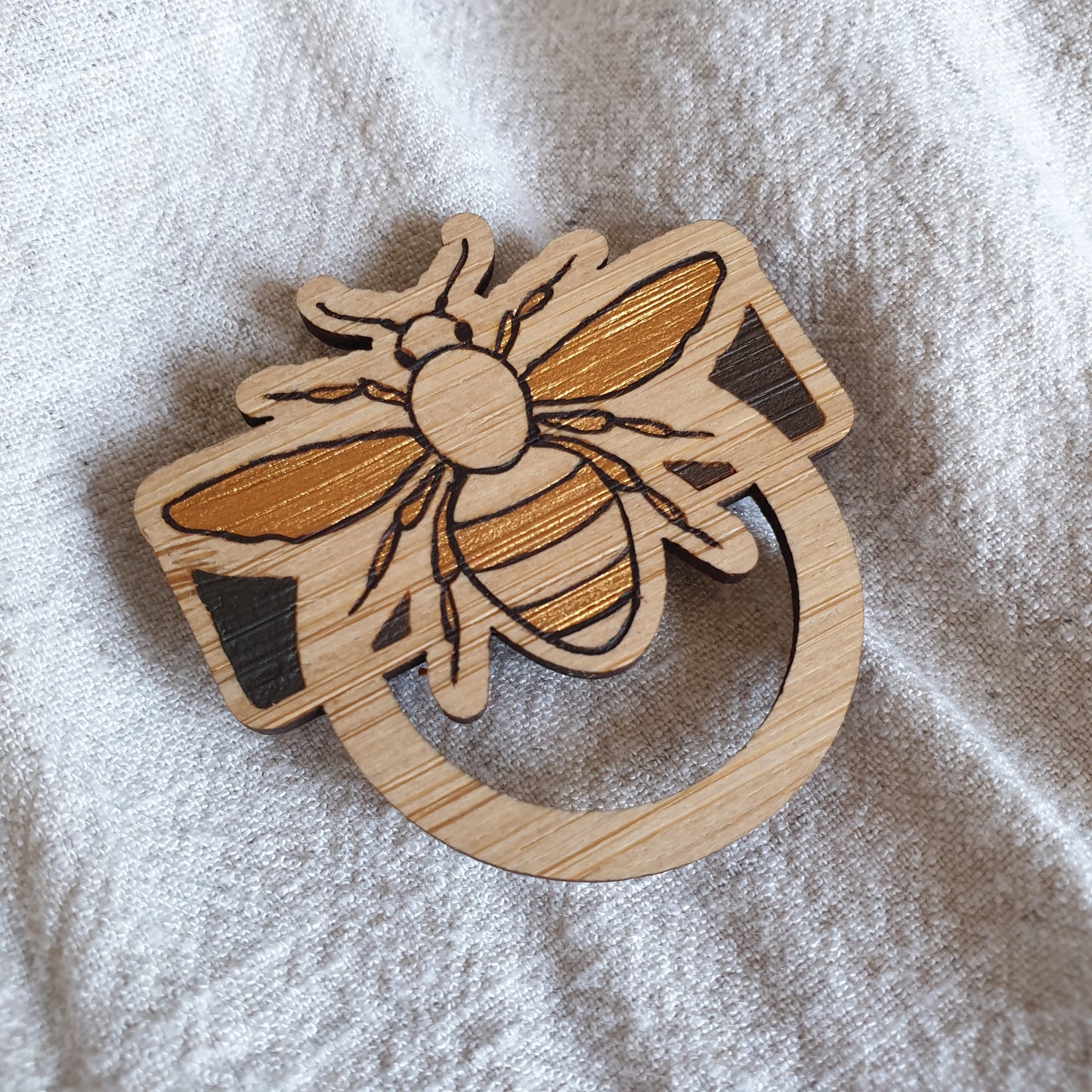 Hand Painted Bumble Bee Glasses Holder Brooch - MAGNETIC Backing