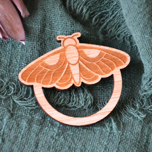 Moth Glasses Holder Brooch in Bamboo