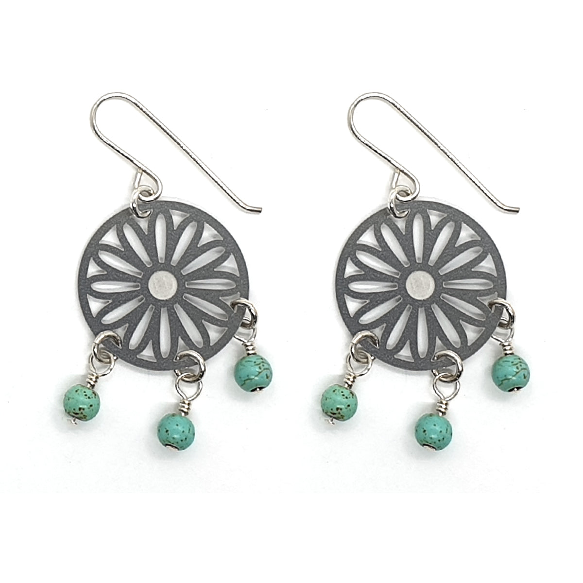 Australian Daisy Earrings - Turquoise Beads (Imperfect Sale)