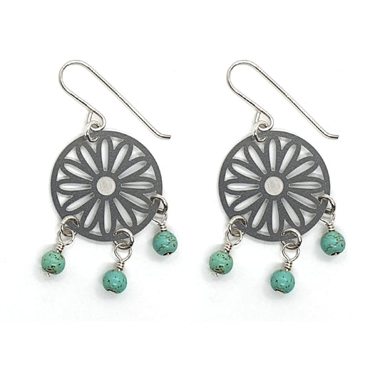 Australian Daisy Earrings - Turquoise Beads (Imperfect Sale)