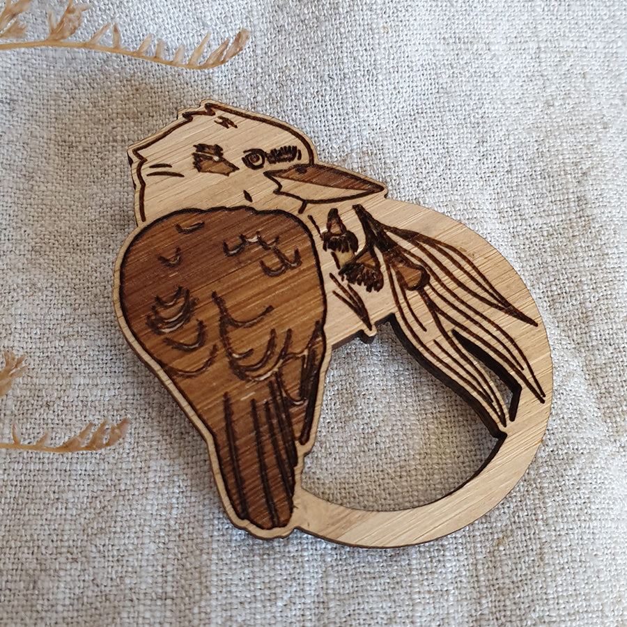 Kookaburra Glasses Holder Brooch Pin Backing