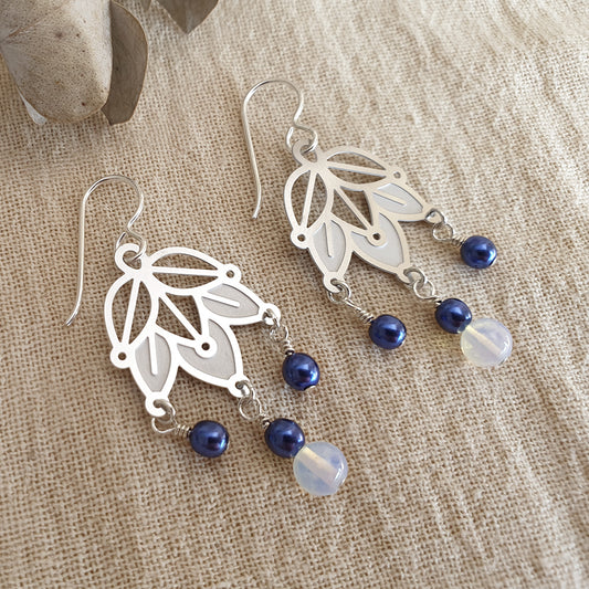 Coral Deco Deep Blue Earrings