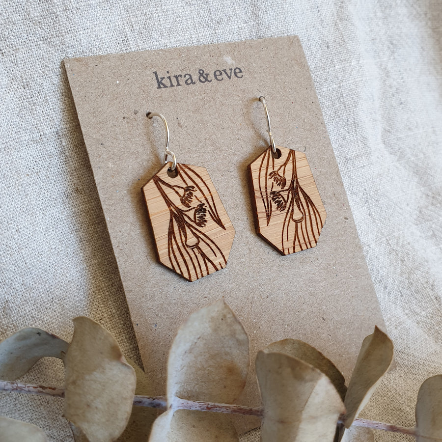 Eucalyptus Irregular Bamboo Dangle Hook Earrings