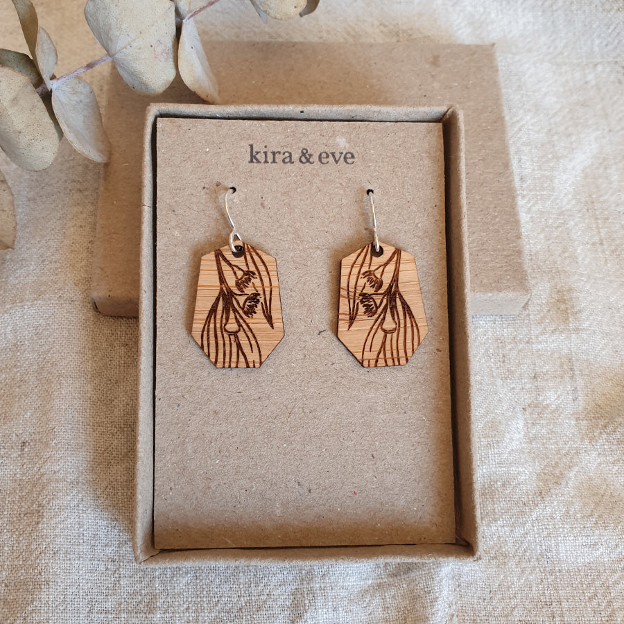 Eucalyptus Irregular Bamboo Dangle Hook Earrings