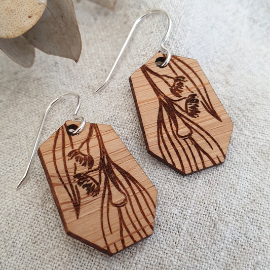 Eucalyptus Irregular Bamboo Dangle Hook Earrings