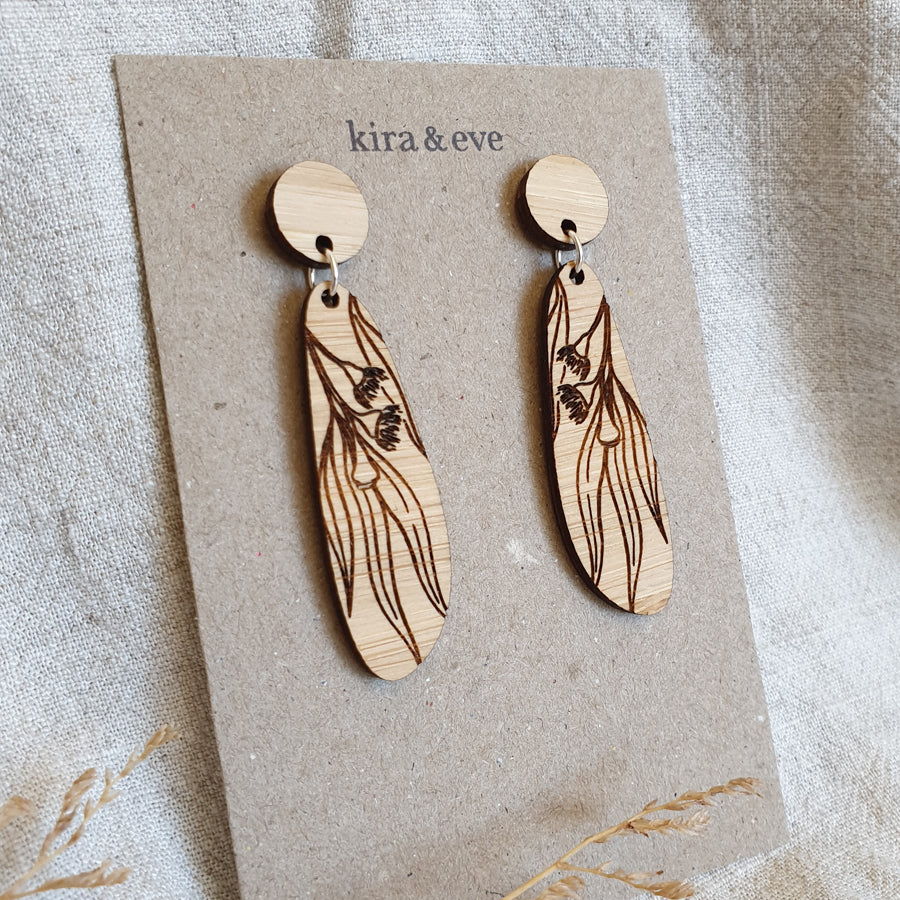 Eucalyptus Bamboo Dangle Studs