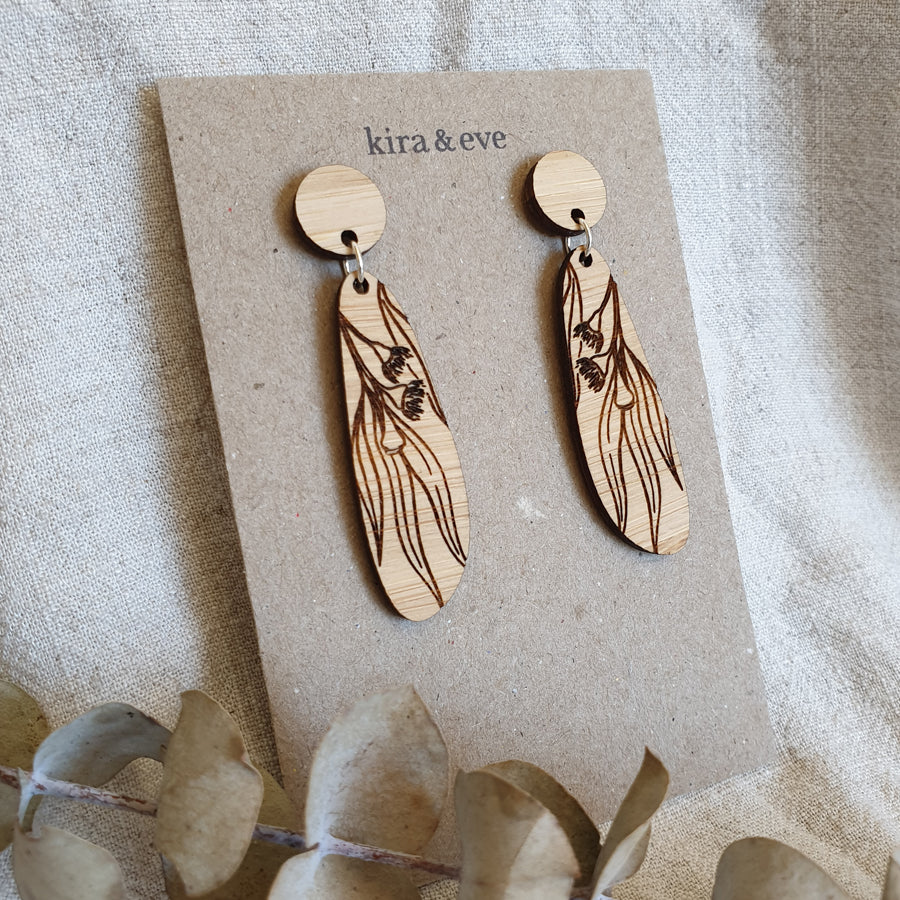 Eucalyptus Bamboo Dangle Studs