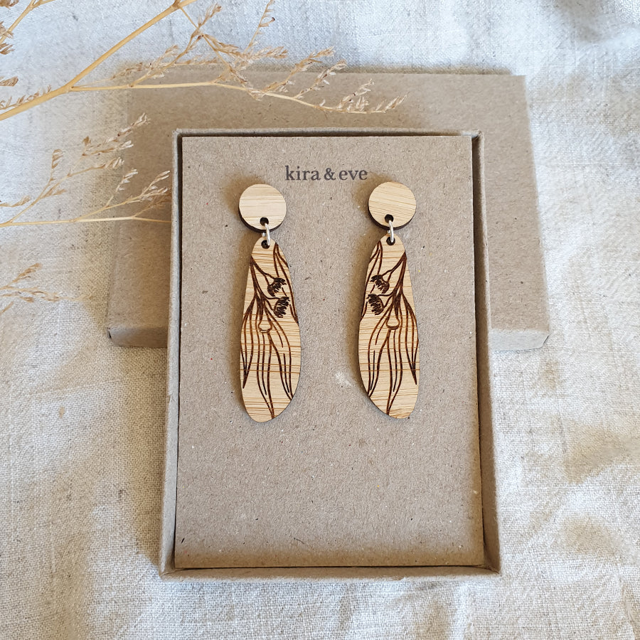 Eucalyptus Bamboo Dangle Studs