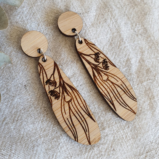 Eucalyptus Bamboo Dangle Studs