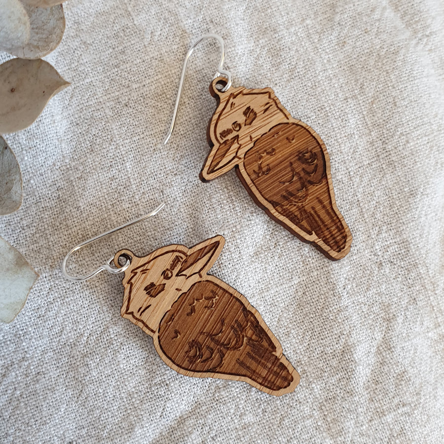 Kookaburra Bamboo Hook Earrings