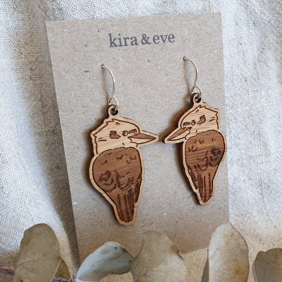 Kookaburra Bamboo Hook Earrings