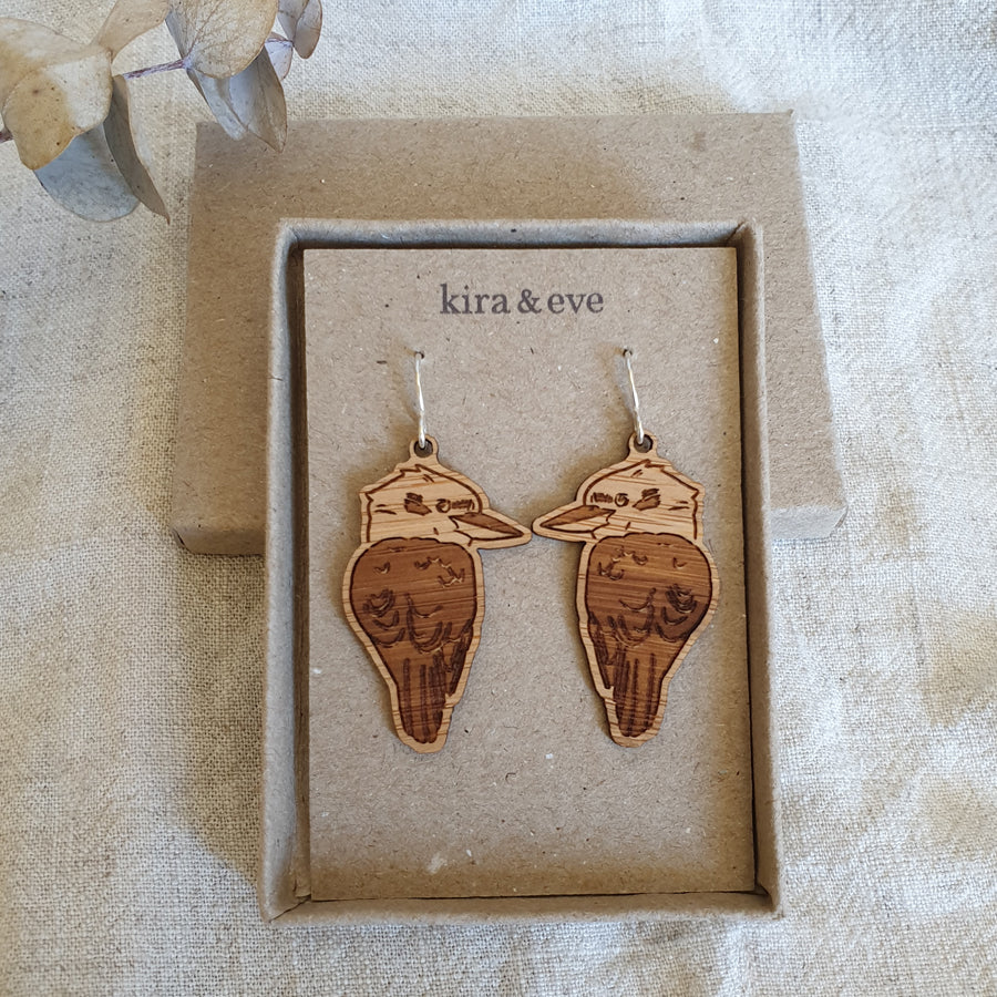 Kookaburra Bamboo Hook Earrings