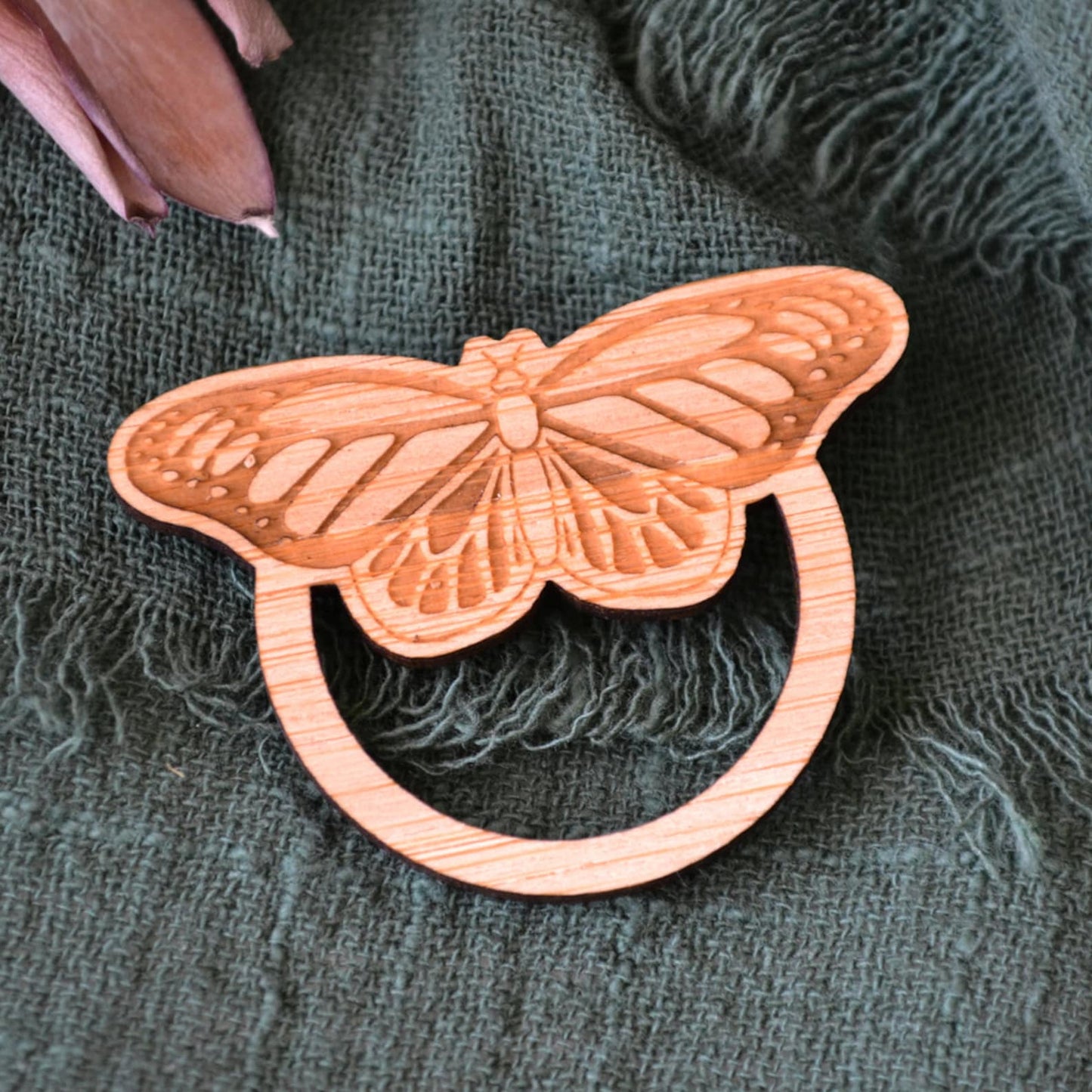 Butterfly Glasses Holder Brooch in Bamboo