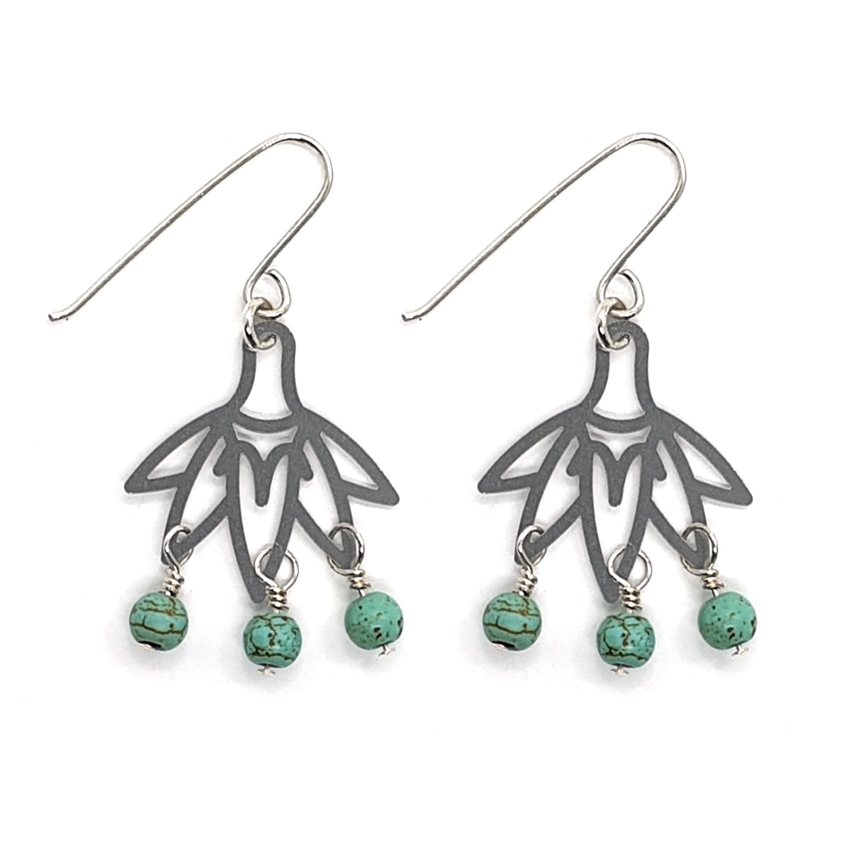 Fan Earrings - Turquoise Beads (Imperfect Sale)