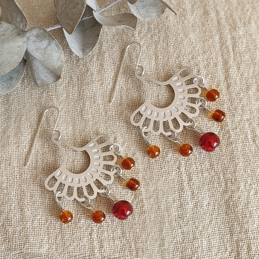 Garden Party Red and Orange Dangle Earrings