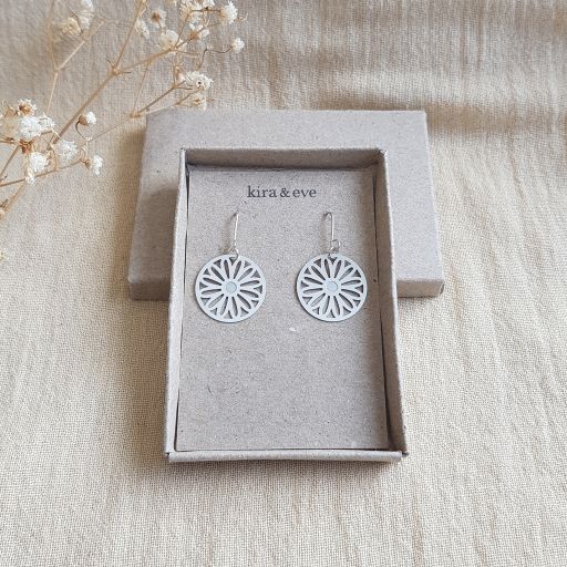 Kira & Eve Australiana Daisy Earrings in Stainless Steel and Sterling Silver Drop Earrings