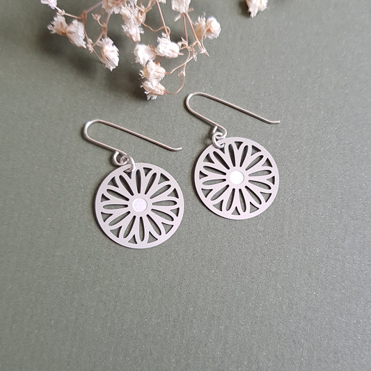 Kira & Eve Australiana Daisy Earrings in Stainless Steel and Sterling Silver Drop Earrings