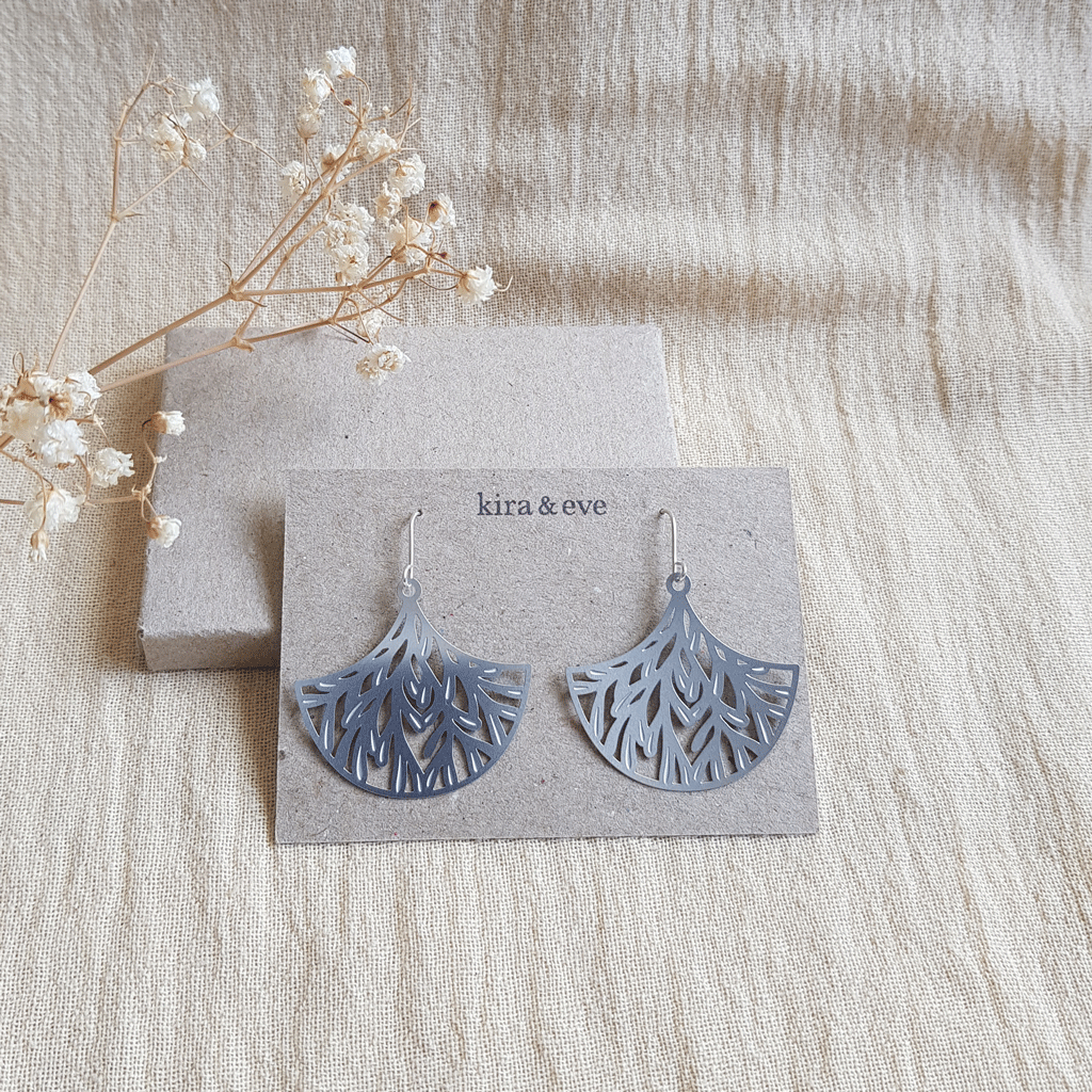 Kira & Eve Atlantis Fan Earrings in Stainless Steel and Sterling Silver | Australian Made