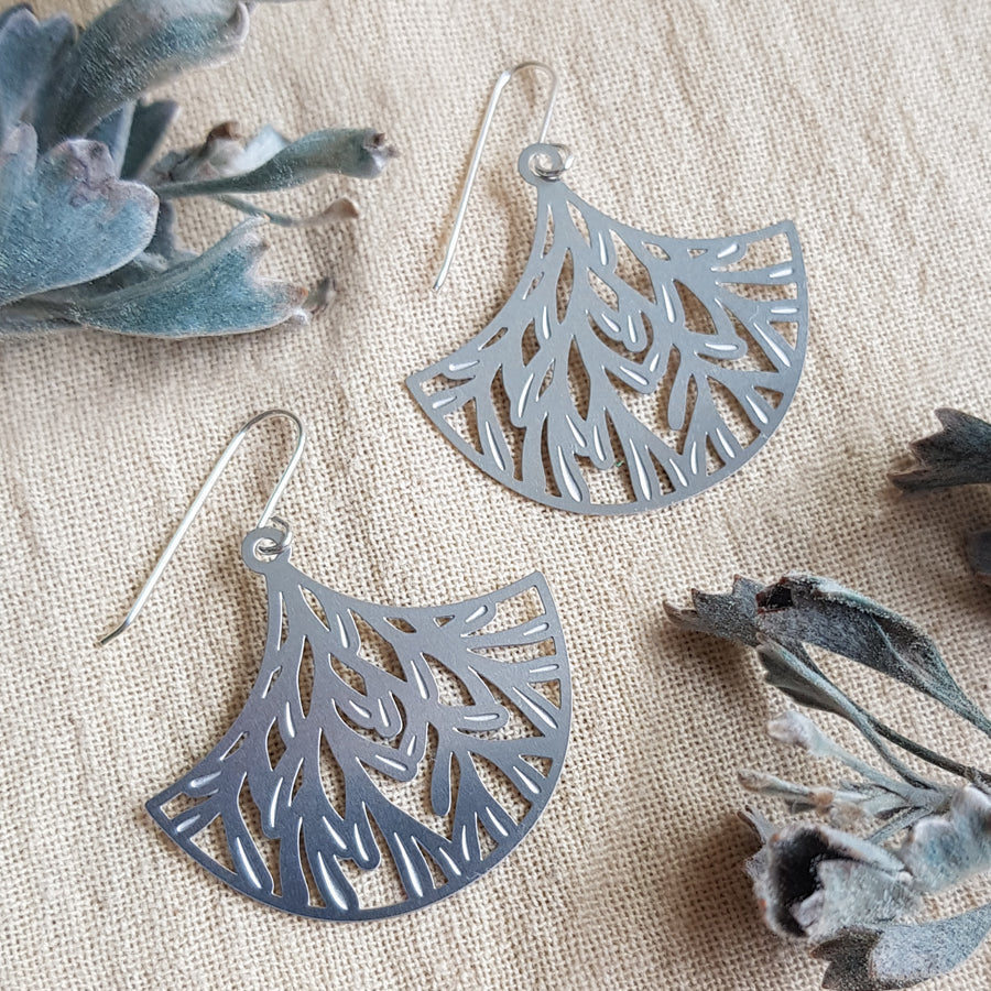 Kira & Eve Atlantis Fan Earrings in Stainless Steel and Sterling Silver | Australian Made