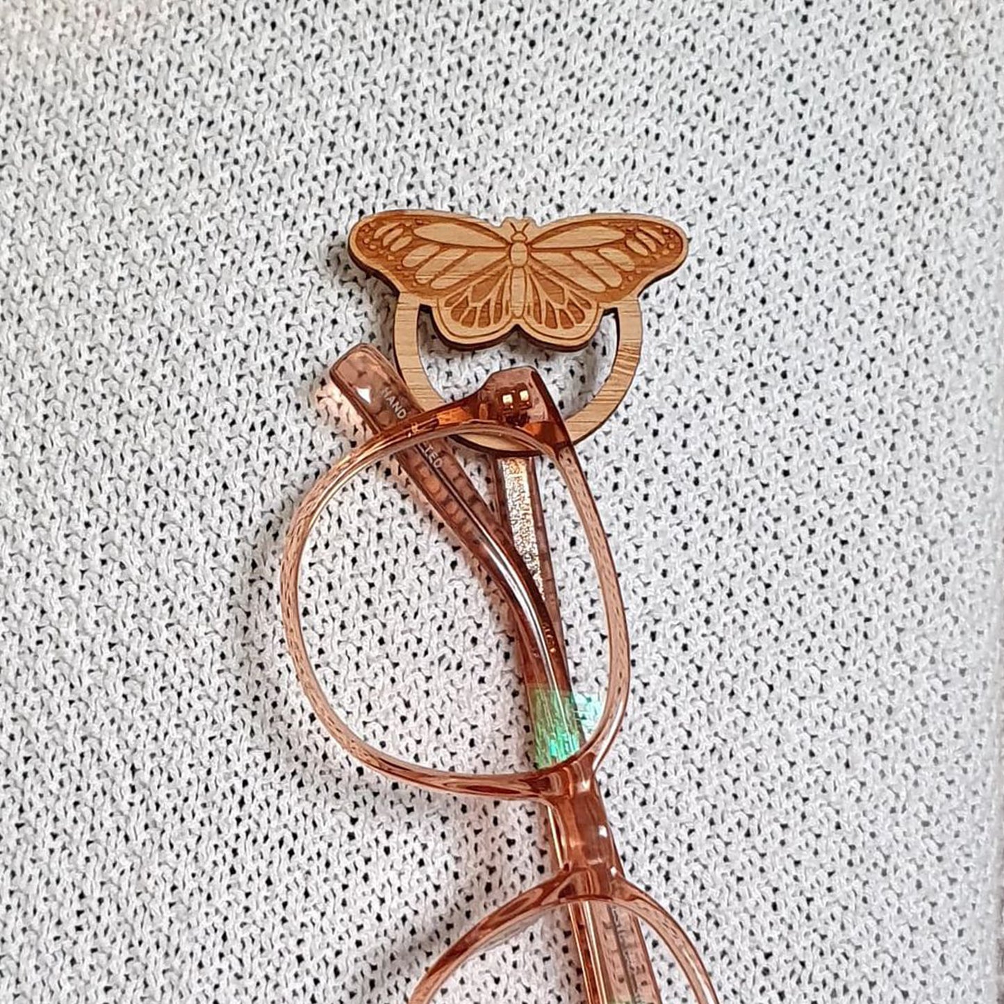 Butterfly Glasses Holder Brooch in Bamboo