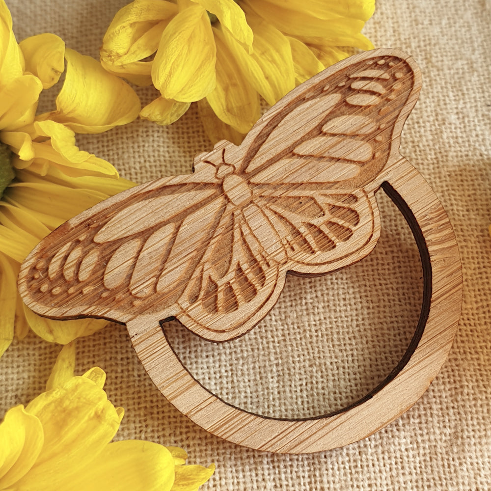 Butterfly Glasses Holder Brooch in Bamboo