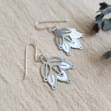 Load image into Gallery viewer, Kira &amp; Eve Coral Deco Drop Earrings in Stainless Steel &amp; Sterling Silver.
