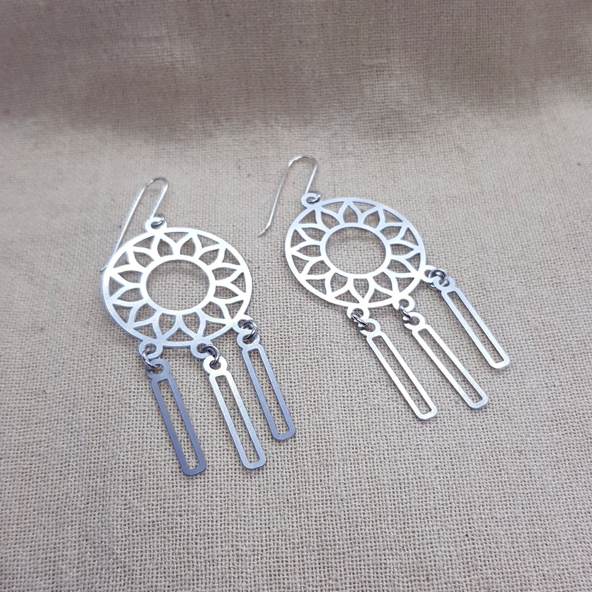 Kira & Eve Sunshine Silver Dangle Earrings in Stainless Steel & Sterling Silver