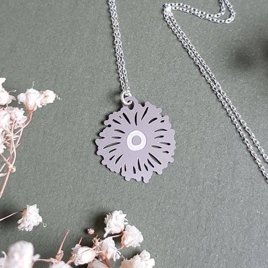 Eucalyptus Flower Pendant Silver Necklace in Stainless Steel & Sterling Silver