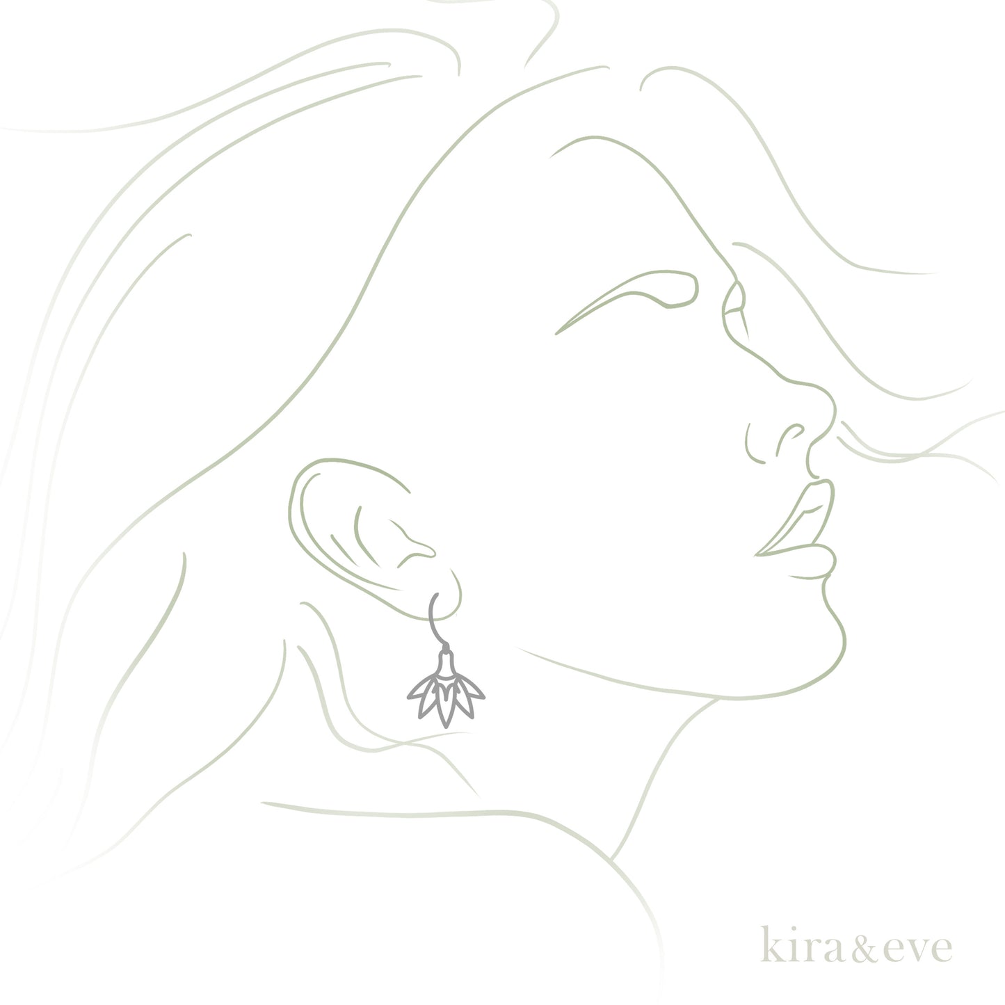 Kira & Eve Fan Flower Silver Drop Earrings in Stainless Steel & Sterling Silver