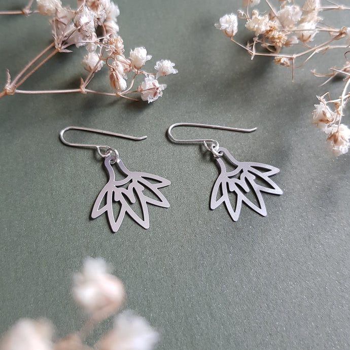 Kira & Eve Fan Flower Silver Drop Earrings in Stainless Steel & Sterling Silver
