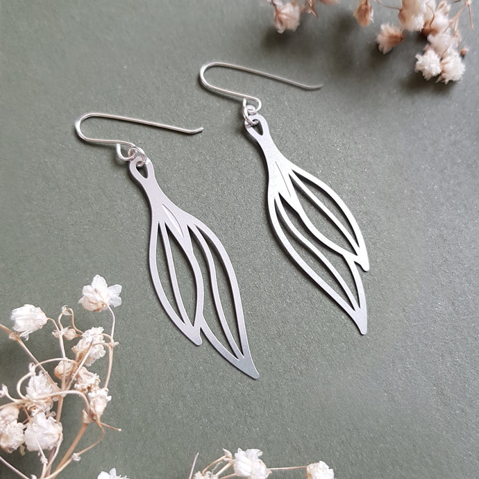 Kira & Eve Gum Leaf Drop Earrings in Stainless Steel & Sterling Silver