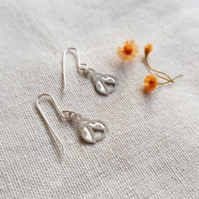 Kira & Eve Lady Beetle Tiny Silver Hook Earrings in Stainless Steel & Sterling Silver