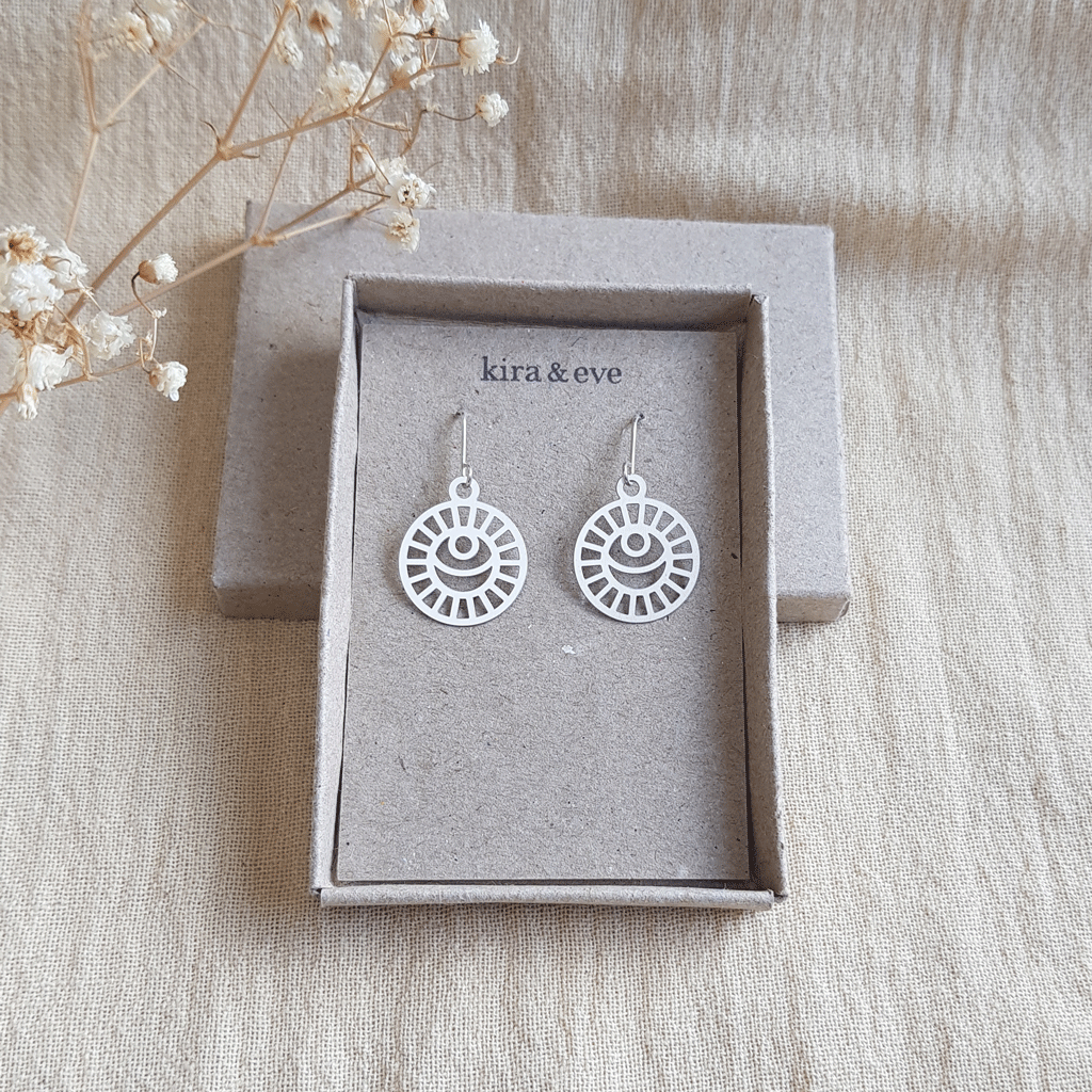 Kira & Eve Lunar Silver Earrings in Stainless Steel & Sterling Silver