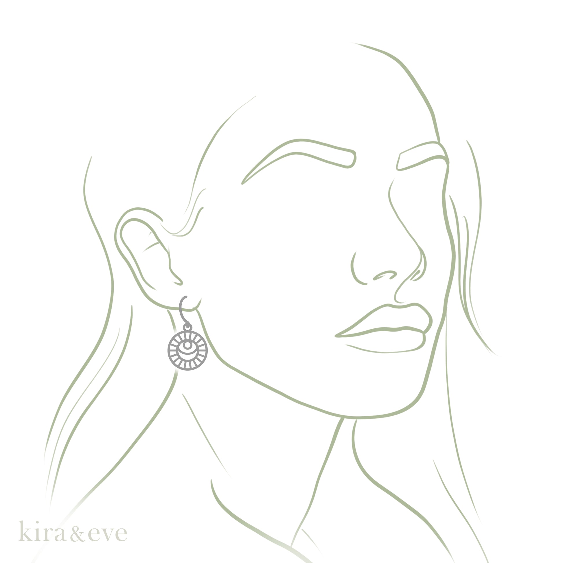 Kira & Eve Lunar Silver Earrings in Stainless Steel & Sterling Silver