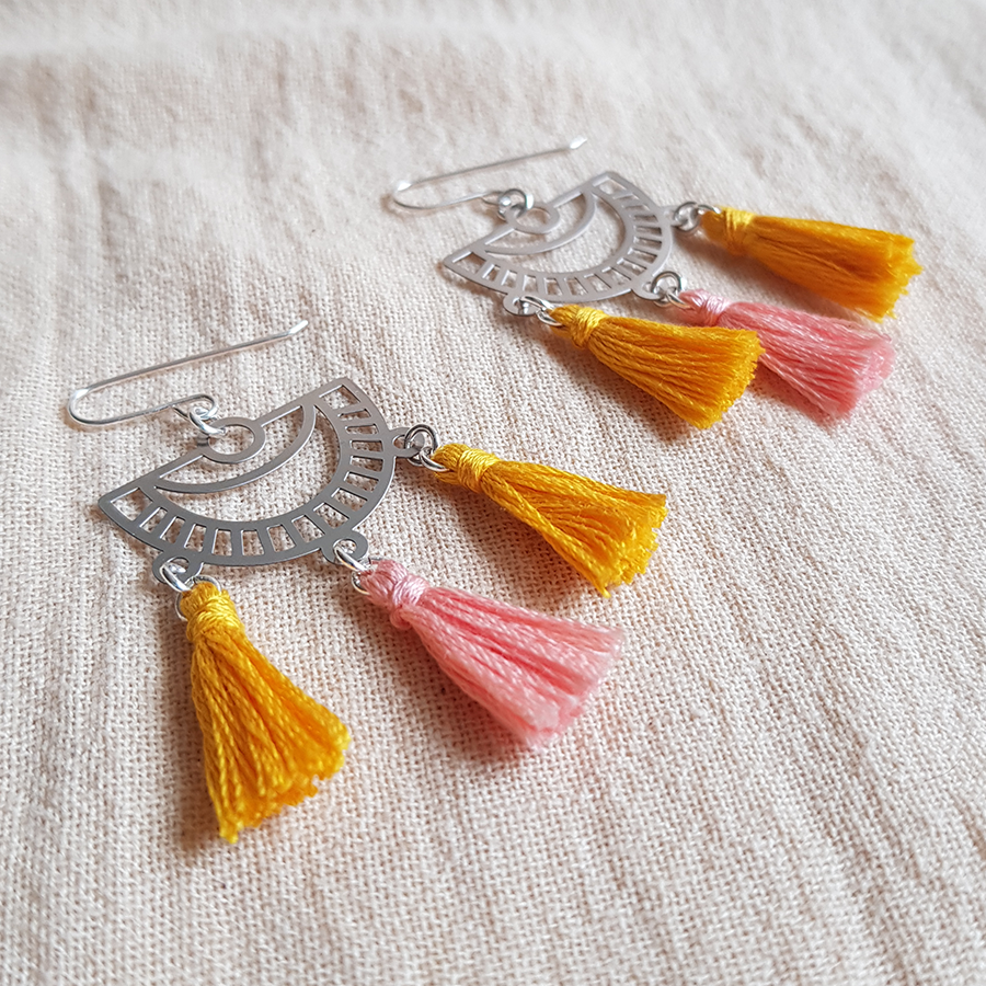 Kira & Eve Moonlit Silver Tassel Earrings made from Stainless Steel & Sterling Silver