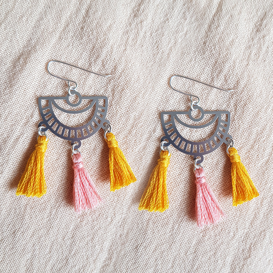 Kira & Eve Moonlit Silver Tassel Earrings made from Stainless Steel & Sterling Silver