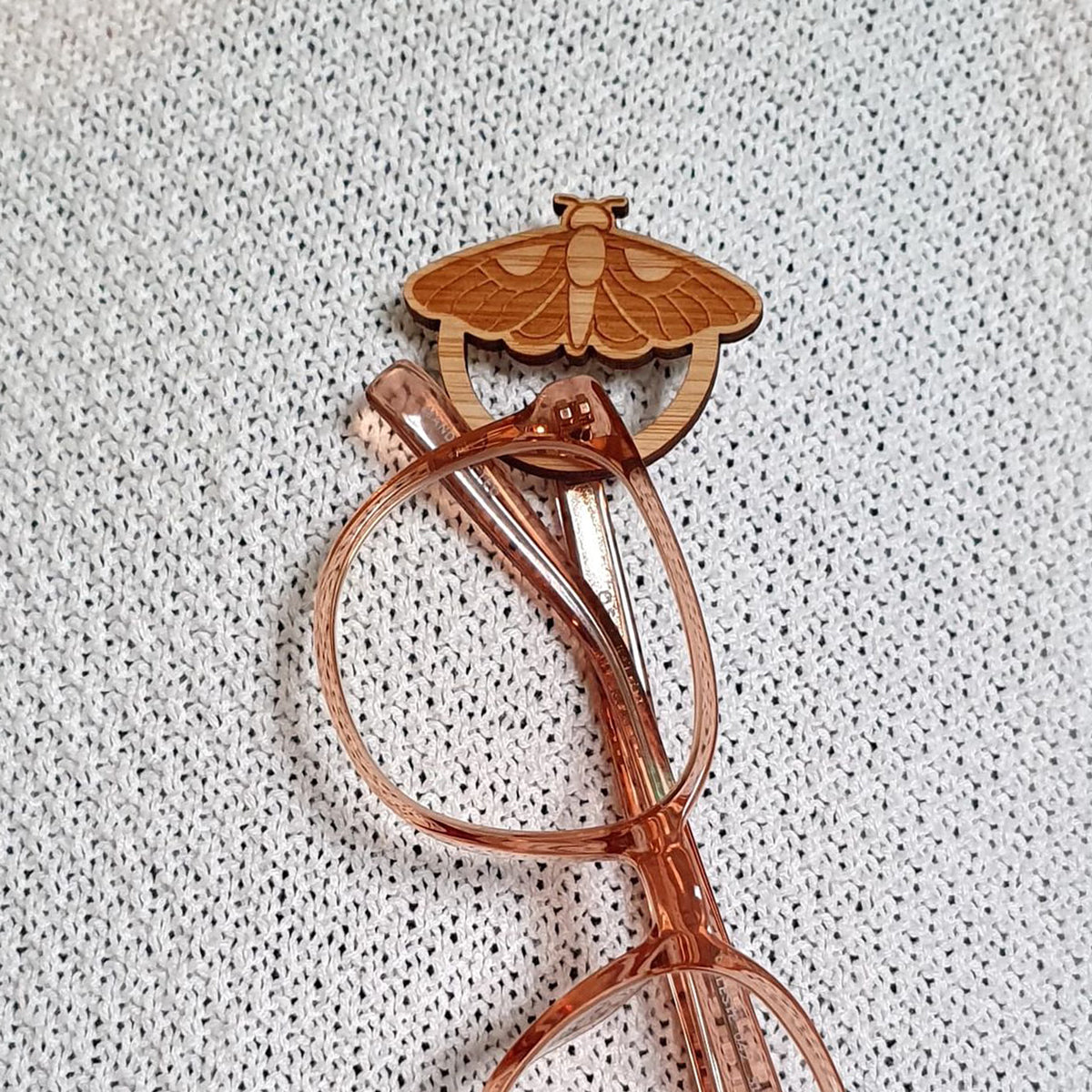 Moth Glasses Holder Brooch in Bamboo