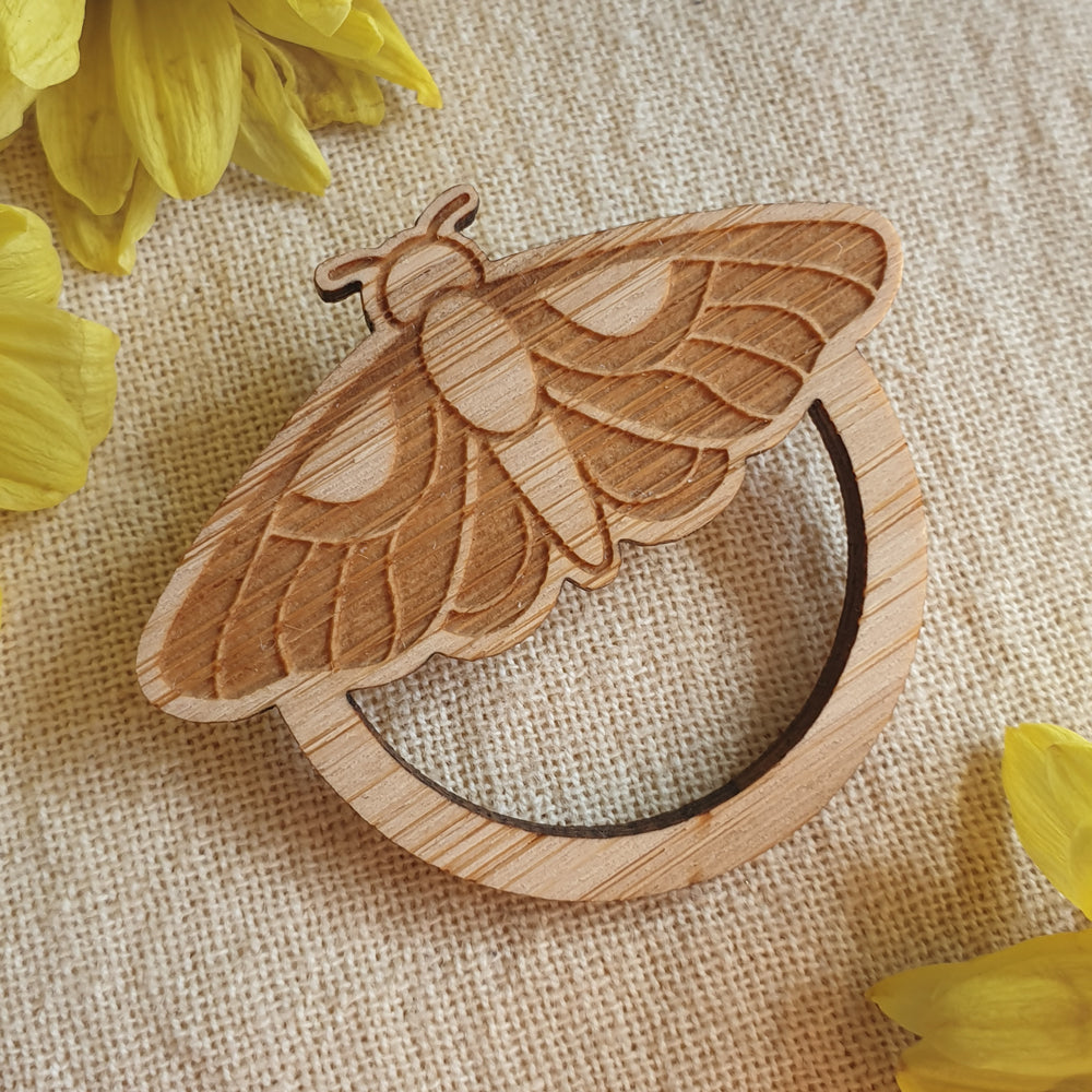 Moth Glasses Holder Brooch in Bamboo