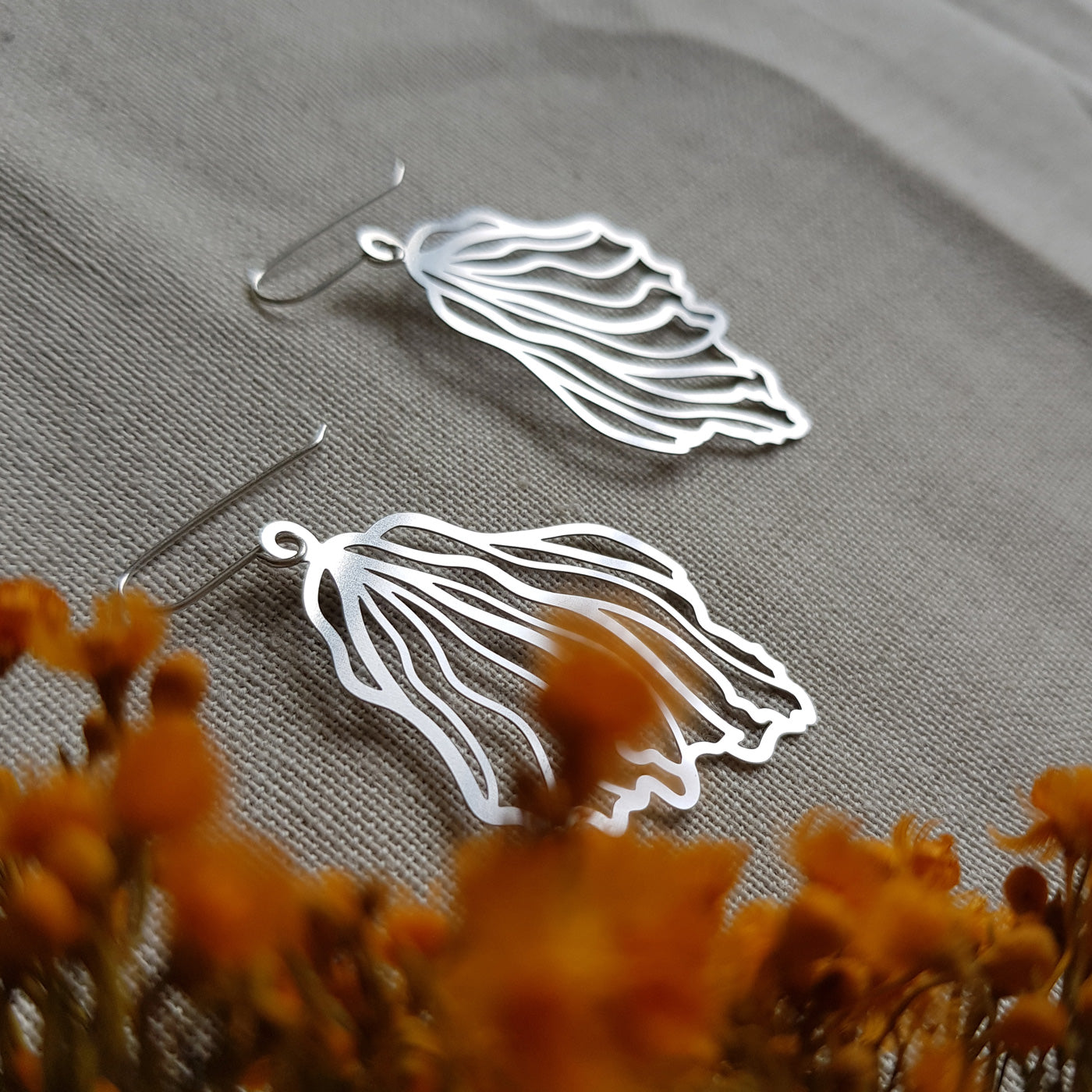 Kira & Eve Silver Petal Earrings in Stainless Steel & Sterling Silver