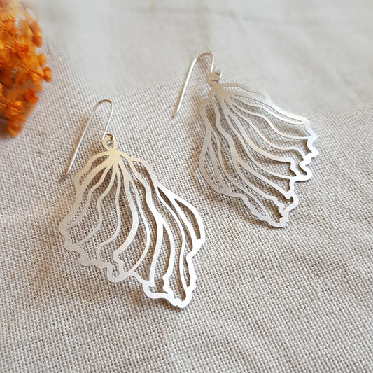 Kira & Eve Silver Petal Earrings in Stainless Steel & Sterling Silver