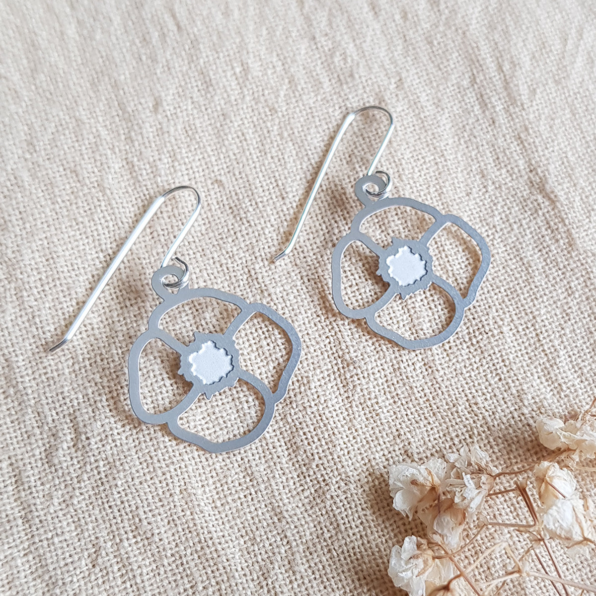 Kira & Eve Poppy Medium Drop Earrings in Stainless Steel and Sterling Silver