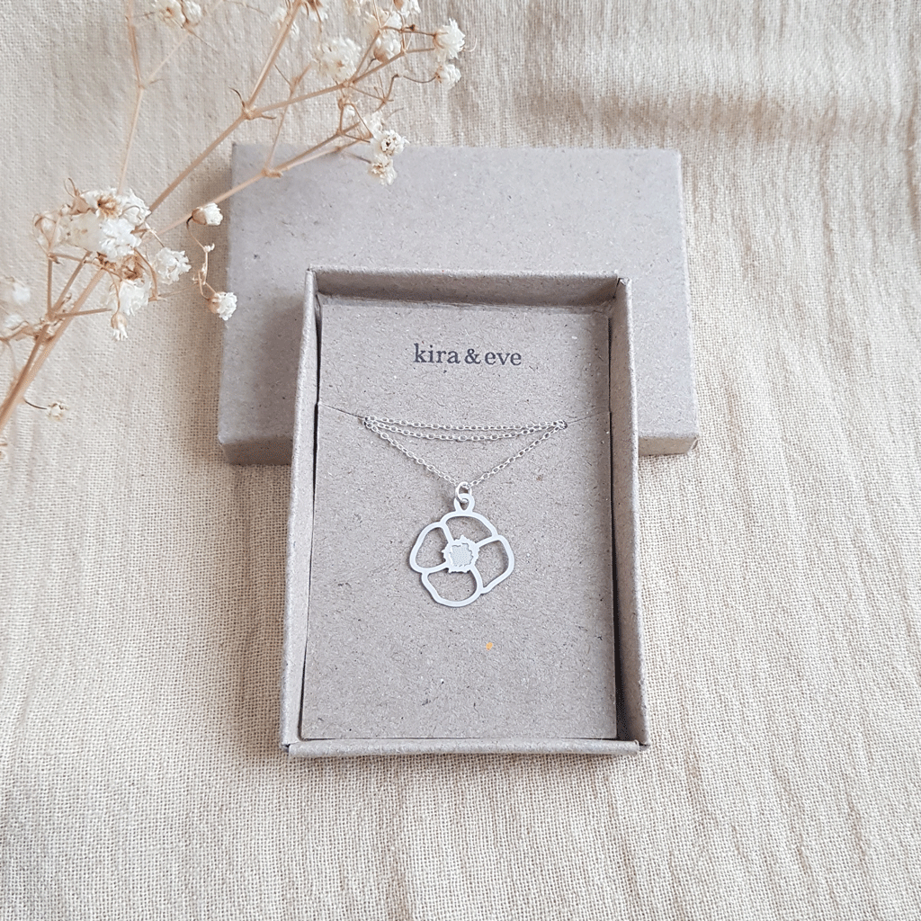 Kira & Eve Poppy Medium Pendant in Stainless Steel with Sterling Silver Chain | Australian Made Necklace