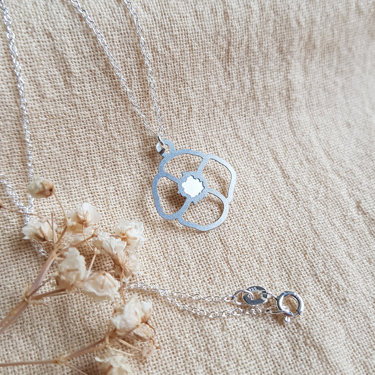 Kira & Eve Poppy Medium Pendant in Stainless Steel with Sterling Silver Chain | Australian Made Necklace