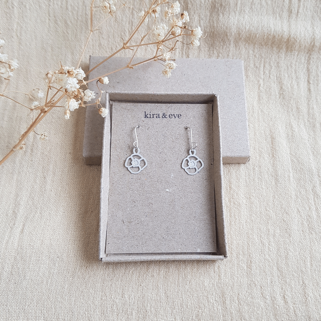 Kira & Eve Poppy Tiny Drop Earrings in Stainless Steel and Sterling Silver