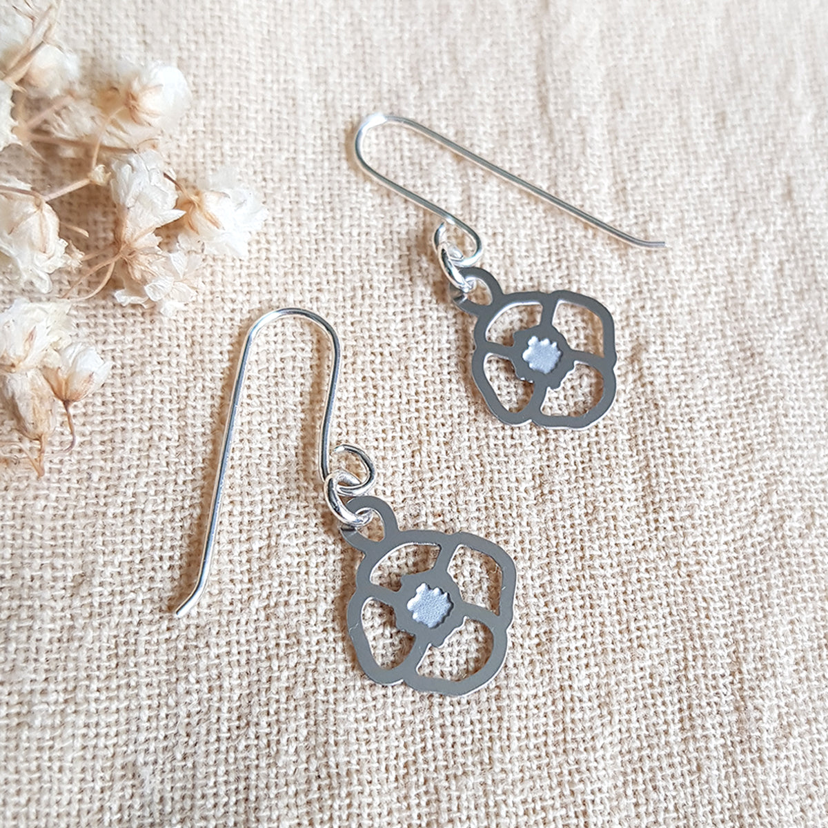 Kira & Eve Poppy Tiny Drop Earrings in Stainless Steel and Sterling Silver