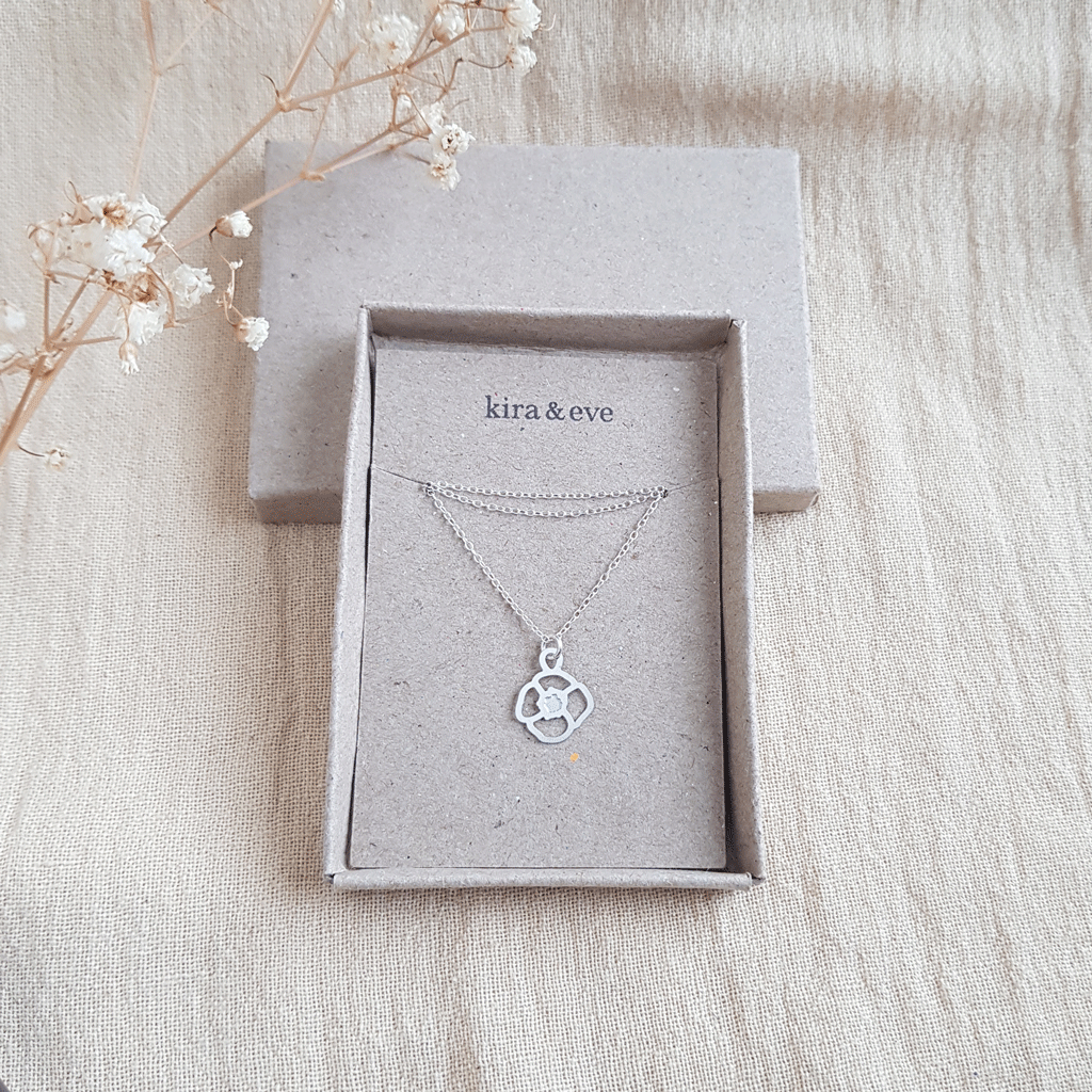 Kira & Eve Poppy Tiny Pendant in Stainless Steel with Sterling Silver Chain | Australian Made Necklace