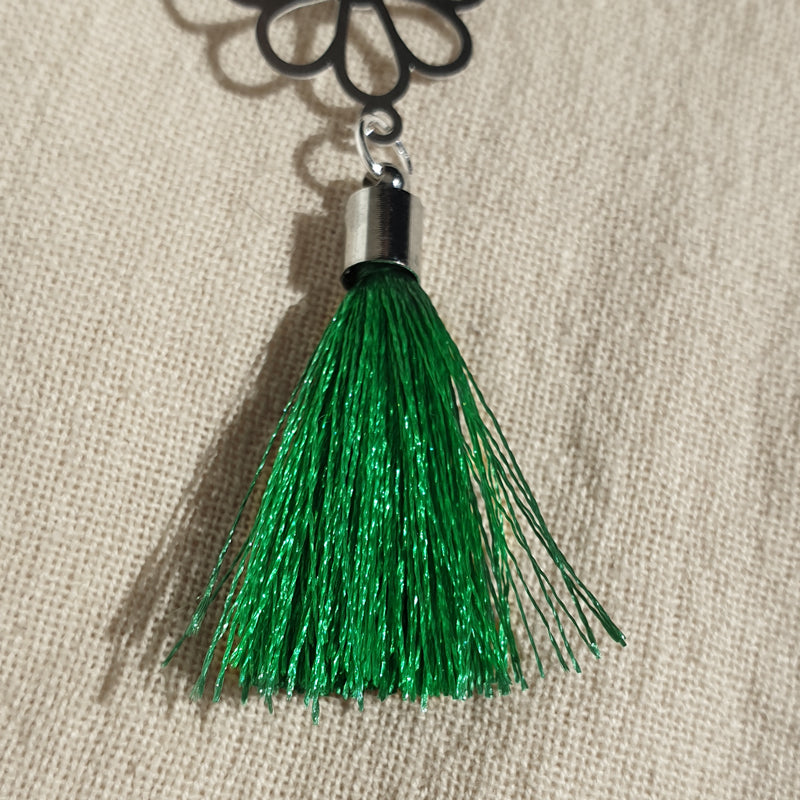 Spring Fling Tassel Earrings in Green