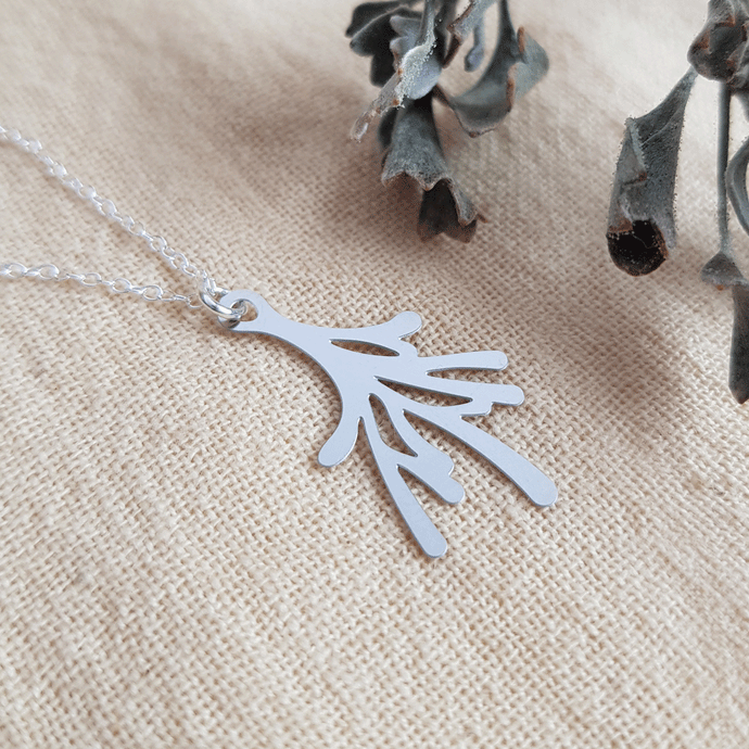 Kira & Eve Staghorn Coral Pendant Stainless Steel Necklace in Stainless Steel & Sterling Silver