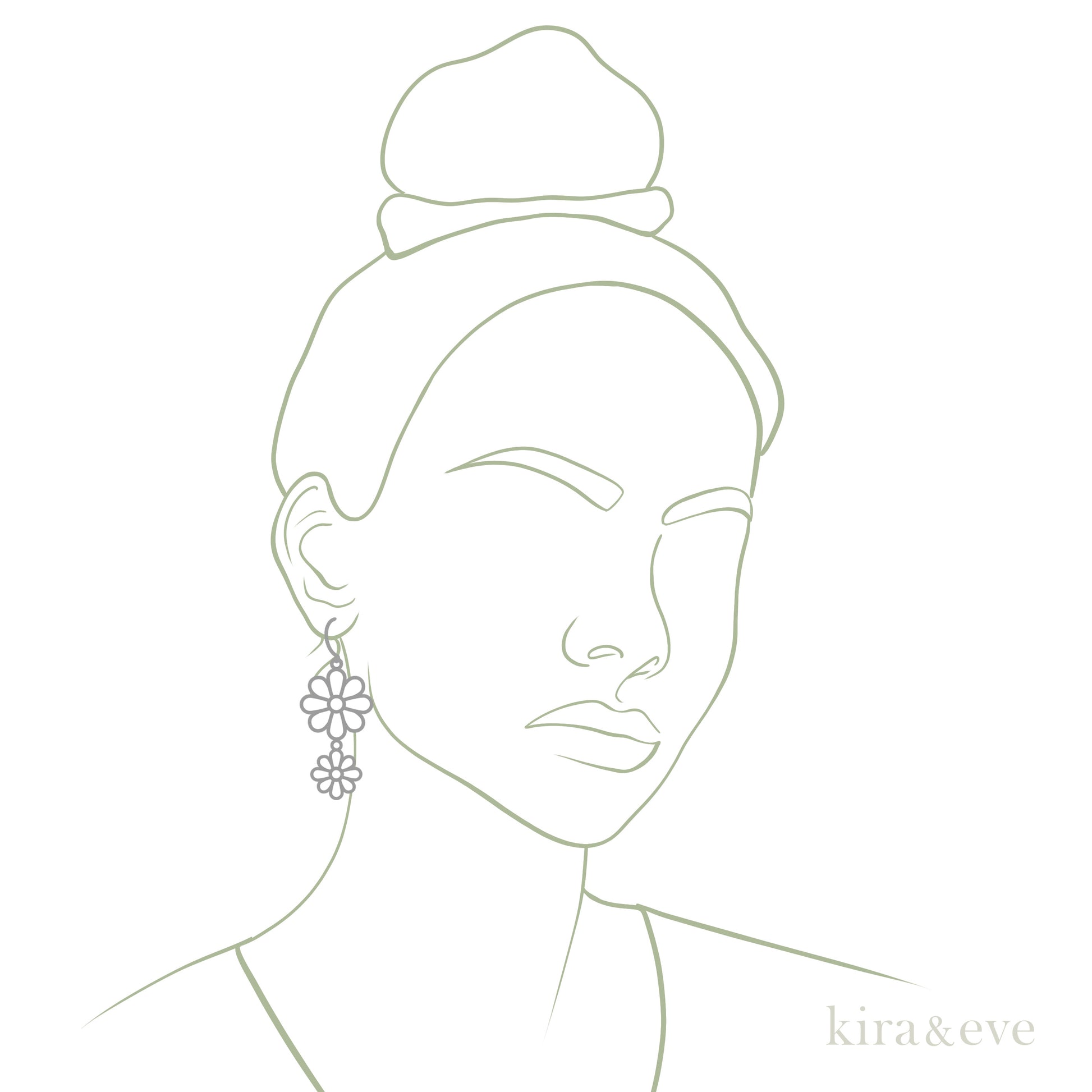 Kira & Eve Stacked Blossom Drop Earrings in Stainless Steel & Sterling Silver